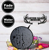 Maxcorners Personalized Deer Antler Metal Sign WITH LED/WITHOUT LED - Rustic Cabin Name Sign, Hunter Lodge Established Wall Art LM0110