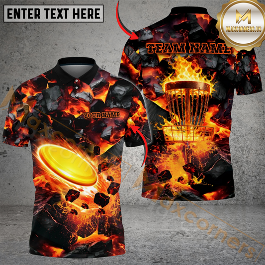 Maxcorners Blazing Disc Golf Polo Personalized Name, Team Name 3D Shirt (4 Colors) 1
