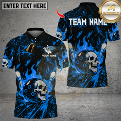 Maxcorners Bowling Flame Skull  Multicolor Customized Name, Team Name 3D Shirts