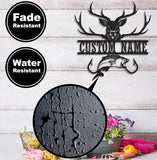 Maxcorners Personalized Deer & Fish Metal Sign WITH LED/WITHOUT LED Light Rustic Cabin Wall Decor Hunter Fisher Gift LM0110