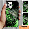 Maxcorners Fishing Green Flame Energy Personalized Name Phone Case (10 Fish Species)