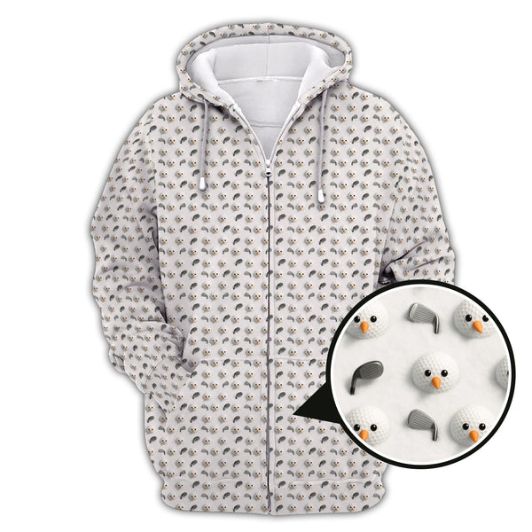 Maxcorners Christmas Golf Shirt, Golf Ball Snowman Shirt, Funny Pattern Golf Shirt For Men