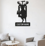 Maxcorners Personalized Deer Hunting Metal Sign WITH LED/WITHOUT LED, Rustic Wall Decor for Cabin, Lodge, Mancave, Unique Wildlife Gift LM0110