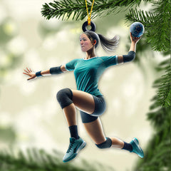 Maxcorners Custom Name and Number Woman Handball Ornament, Handball Lover Christmas Gift 2D Flat LM2111
