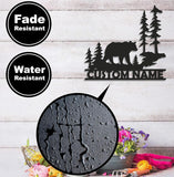 Maxcorners Personalized Bear Metal Sign WITH LED/WITHOUT LED - Rustic Cabin Name Sign, Wildlife Forest Wall Art for Lodge & Outdoor Decor LM0110