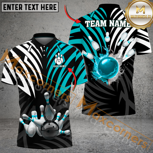 Maxcorners Color Crown Pattern Bowling Jersey Multicolor Customized Name, Team Name 3D Shirt
