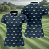 Maxcorners Navy Crocodile Pattern Sleeveless Golf Shirt, Women's Golf Shirt, Golf Polo For Women, Ladies Golf Shirt LM1507