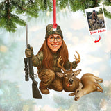Maxcorners Personalized Hunting Acrylic Christmas Ornament Custom Photo Caricature Gift For Hunters LM0110