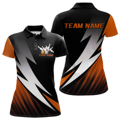 Maxcorners Black And Orange Custom Bowling Jerseys, Men Polo Shirt Bowling Tournament Outfits LM105