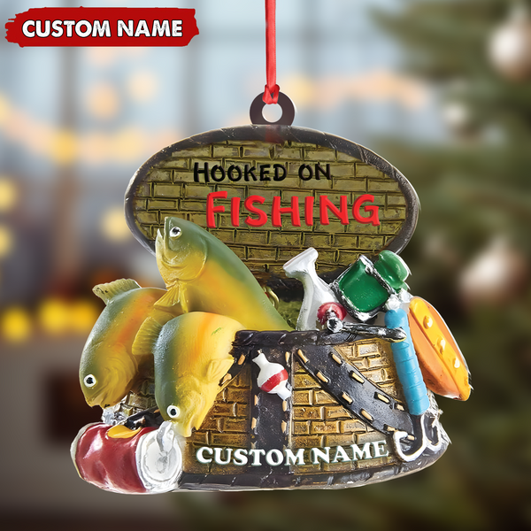 Maxcorners Custom Fishing Ornament – Personalized Hooked on Fishing Christmas Decoration LM0411