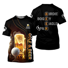 Maxcorners Golf And Beer Custom Men's Golf T-Shirt, Funny Golf Shirt, Gift For Golfers