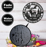 Maxcorners Personalized Moose Metal Sign WITH LED/WITHOUT LED - Rustic Cabin Name Sign, Wildlife Wall Art for Lodge, Camp & Outdoor Decor LM0110