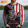 Maxcorners Born To Fish Forced To Work USA Fishing Shirt, Funny Fishing UPF Shirts, Personalized Fishing Shirts For Men