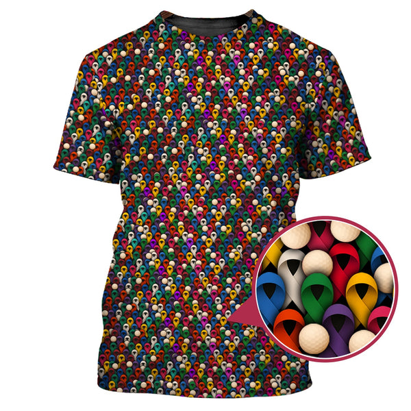 Maxcorners Cancer Survivor Shirt, Cancer Awareness Polos, Pattern Golf Shirt For Golfer