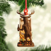 Maxcorners Personalized Acrylic Deer Christmas Ornament - Funny Buck with Santa Hat Drinking Beer by Urinal Holiday Decor LM0110