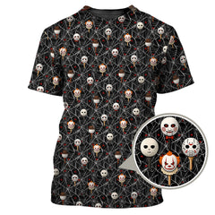 Maxcorners Men's Pattern Golf Shirt, Halloween Golf Shirt For Golfer, Horror Movie Shirt