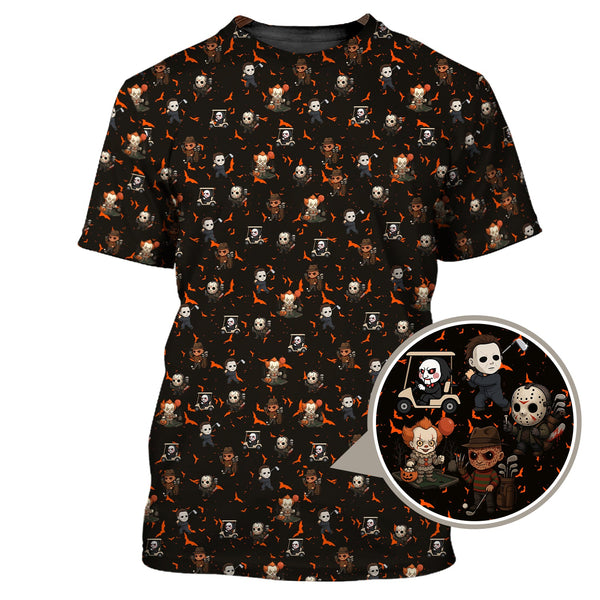 Maxcorners Pattern Golf Shirt For Golfer, Halloween Golf Shirt, Crazy Golf Shirt For Men, Funny Golf Shirt Of Halloween