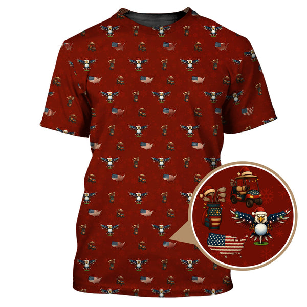 Maxcorners USA Golf Shirt For Golfer, Christmas Golf Shirt, Funny Pattern Golf Shirt For Men