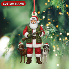 Maxcorners Personalized Santa Hunter Christmas Ornament - Funny Dog Lover Acrylic Holiday Decor LM0411