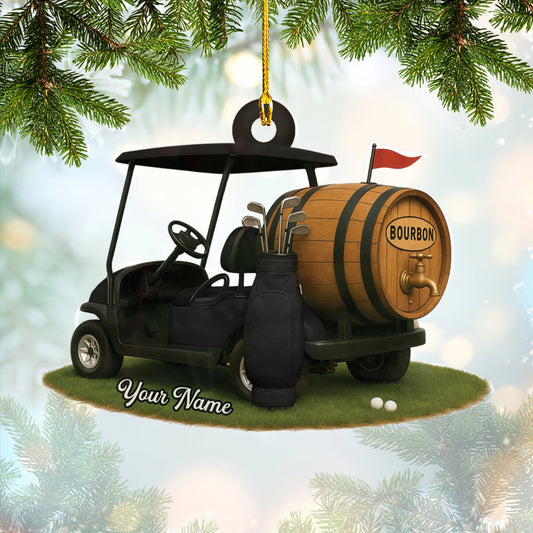Maxcorners Custom Golf And Bourbon Ornament, Bourbon Christmas Ornament, Golf Ornament For Golfer, Golf Decor For Christmas