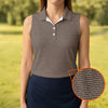 Maxcorners Cream Text Pattern Golf Polo Shirt, Golf Shirts For Women, Women’s Golf Apparel Beige LM1507