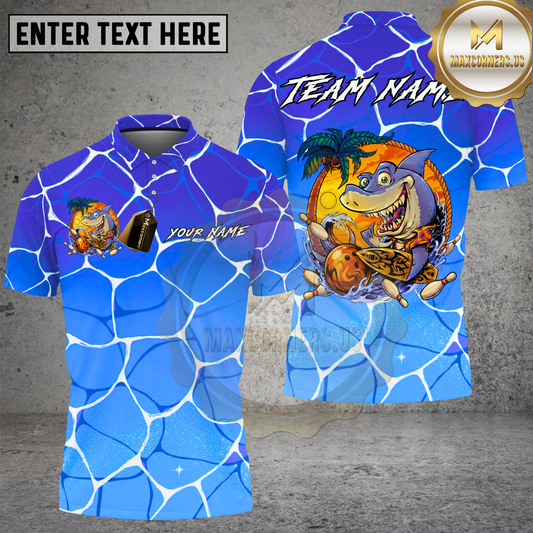 Maxcorners Bowling Shirts Shark Tropical Splash Multicolor Options Personalized Name, Team Name 3D Shirt (4 Colors)