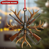 Maxcorners Custom Name Hunting Ornament, Antlers and Rifles Christmas Decor for Hunters

 LM0411