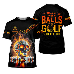 Maxcorners It Takes A Lot Of Balls To Golf Like I Do Custom Men's Golf Polo Shirt, Skull Golf Shirt, Funny Golf Shirt