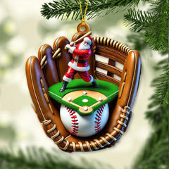 Maxcorners Custom Name Baseball Santa Ornament, Baseball Lover Christmas Gift 2D Flat LM2111