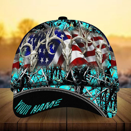 Maxcorners Premium Loralle US Skull Deer Hunting Camo Pattern 3D Multicolor Personalized Cap