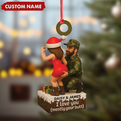 Maxcorners Personalized Funny Hunter Couple Acrylic Ornament - Custom Name Christmas Gift for Him or Her LM0411