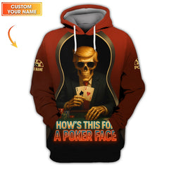 Maxcorners Skull Poker Face Custom Shirt - Trump ACE Card Design - Gift for Poker PlayersLM1009