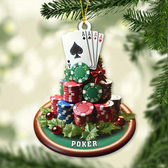 Maxcorners Custom Name Poker Ornament, Poker Christmas Gift 2D Flat LM2211