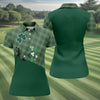 Maxcorners Green Checkered Leprechaun Shamrock St Patrick's Day Golf Shirt, Women's Golf Tops, Ladies Golf Shirts