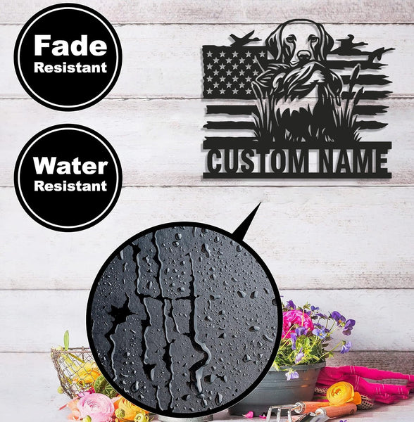 Maxcorners Personalized Hunting Dog Metal Sign WITH LED/WITHOUT LED - Duck Retriever Wall Decor LM0110