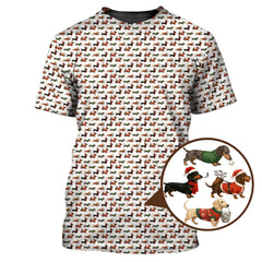 Maxcorners Dachshund Christmas Shirt For Golfer, Dog Pattern Golf Shirt, Funny Golf Shirt For Men