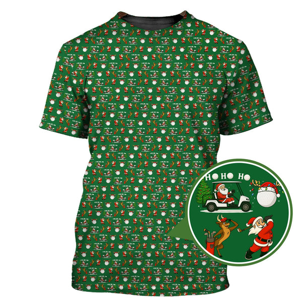 Maxcorners Christmas Golf Shirt, Hohoho Pattern Golf Shirt, Xmas Golf Shirt, Golf Gift For Men