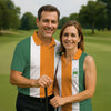 Maxcorners Green Orange White Vertical Stripes St Patrick's Day Golf Shirt, Polo Shirts For Men, Golf Shirts For Men