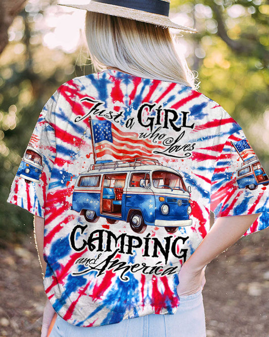 Maxcorners Just A Girl Who Loves Camping And America Tie Dye All Over Print LM2101