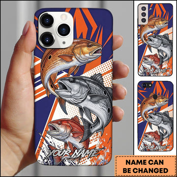 Maxcorner Redfish Fishing Dynamic Splash Comic Style Personalized Name 3D Phone Case