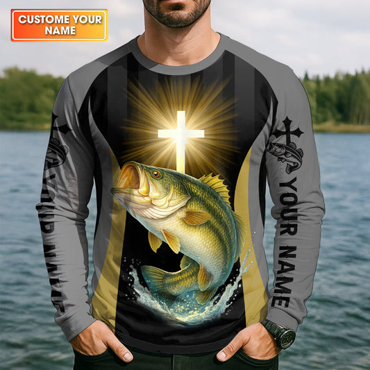 Maxcorners I’ve Got Fishing In My Veins And Jesus In My Heart, Bass Fishing Shirts, SPF Long Sleeve Shirts, Fishing Shirts For Men