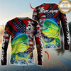 Maxcorners Fishing American Flag Grunge Red Scratch Custom Name & Team Name 3D Shirts