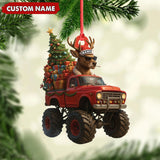 Maxcorners Personalized Funny Deer Truck Acrylic Christmas Ornament – Custom Name Gift for Hunters & Outdoor Lovers LM0411