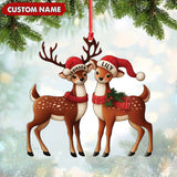 Maxcorners Personalized Couple Reindeer Acrylic Ornament – Cute Custom Deer Christmas Tree Gift for Couples LM0411