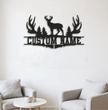 Maxcorners Personalized Deer Antler Metal Sign WITH LED/WITHOUT LED Light Custom Name Forest Wall Art Hunter Gift Rustic Cabin Decor LM0110