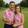 Maxcorners Pink Paisley Floral Pattern Golf Shirt, Golf Tops For Women, Hawaiian Golf Shirt, Women’s Golf Apparel LM1507