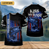 Maxcorners Kiss My Bass Patriotic Fishing Shirt, SPF Shirt, Funny Fishing Shirt, Fishing Shirts For Men, Bass Fishing