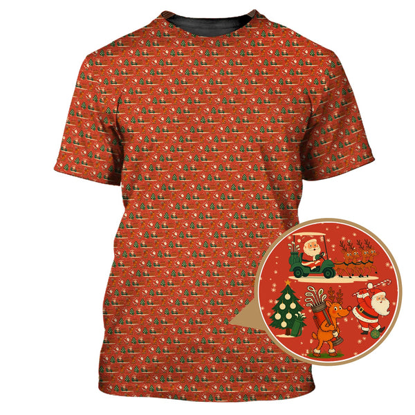 Maxcorners Christmas Golf Shirt, Funny Pattern Golf Shirt, Xmas Golf Shirt For Men