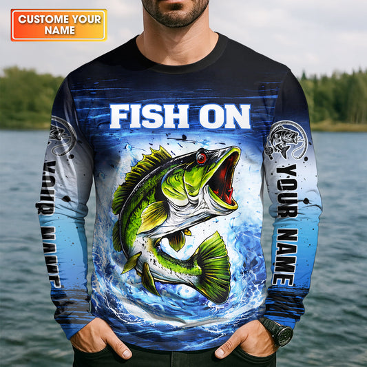 Maxcorners Fishing Is My Therapy Fishing UPF Shirt, Fish On, Personalized Fishing Shirt For Men, Mens Casual Shirts