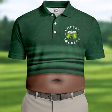 Maxcorners St Patrick's Day Cheers Men's Funny Golf Shirts, Polo Shirts For Men, Golf Shirts For Men | Style 4